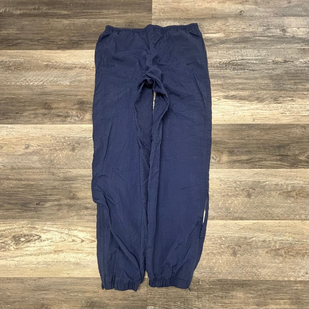 Vintage 90s Nike Navy Blue Mens‎ M Mini Swoosh Ankle Zip Athletic Track Pants